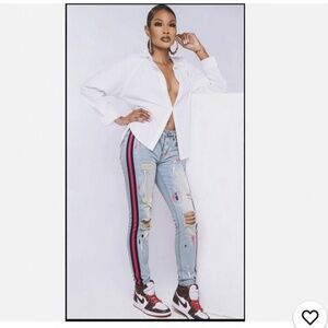 Serenede Sacred Plasma distressed with pink and black side stripes